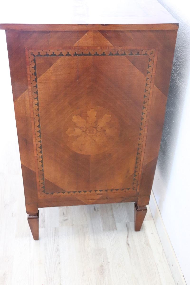 Italian Inlaid Walnut Louis XVI Style Chest of Drawers For Sale 4