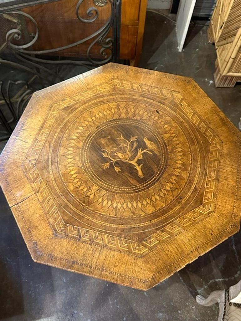 Late 19th Century Italian Inlaid Walnut Side Table For Sale