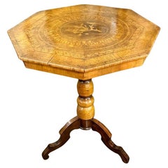 Antique Italian Inlaid Walnut Side Table