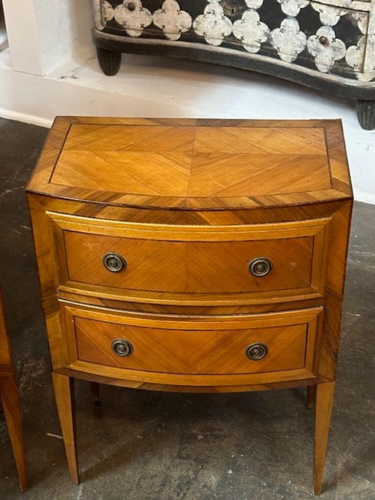 Italian Inlaid Walnut Side Tables In Good Condition For Sale In Dallas, TX
