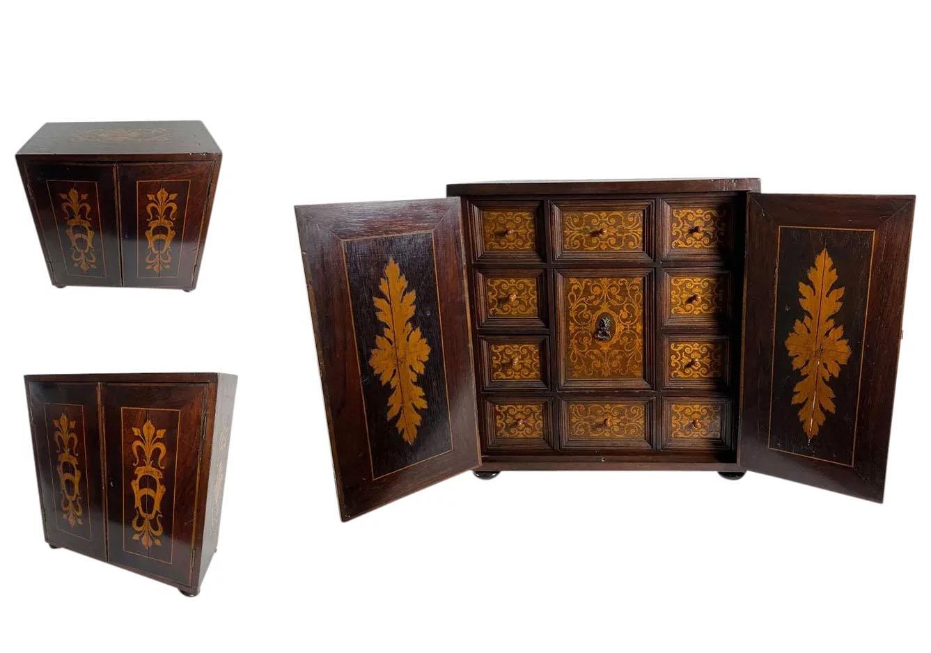 Italian Inlaid Wood Marquetry Collectors Cabinet For Sale 5