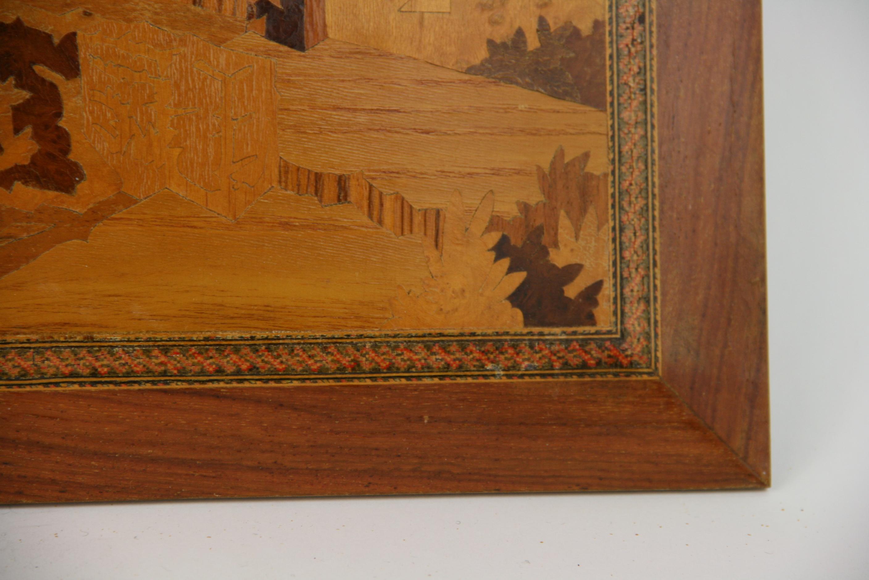 Mid-20th Century Italian Inlaid Wood(Marquetry) Neapolitan Terrace View Wall Panel For Sale