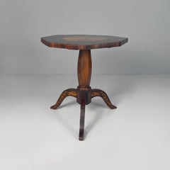 Italian inlaid wooden octagonal coffe table, mid-1800s