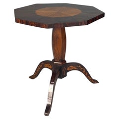 Italian inlaid wooden octagonal coffe table, mid-1800s