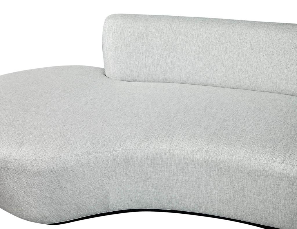 Fabric Italian Inspired Modern Curved Sofa in Silver Grey by Carrocel