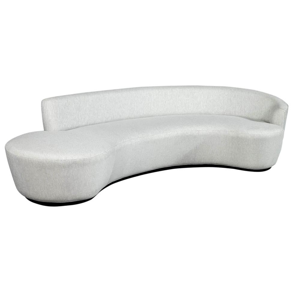 Italian Inspired Modern Curved Sofa in Silver Grey by Carrocel