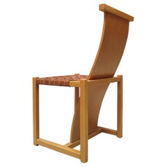 Italian Interwined Leather Seated with Beech Wood from 1980s