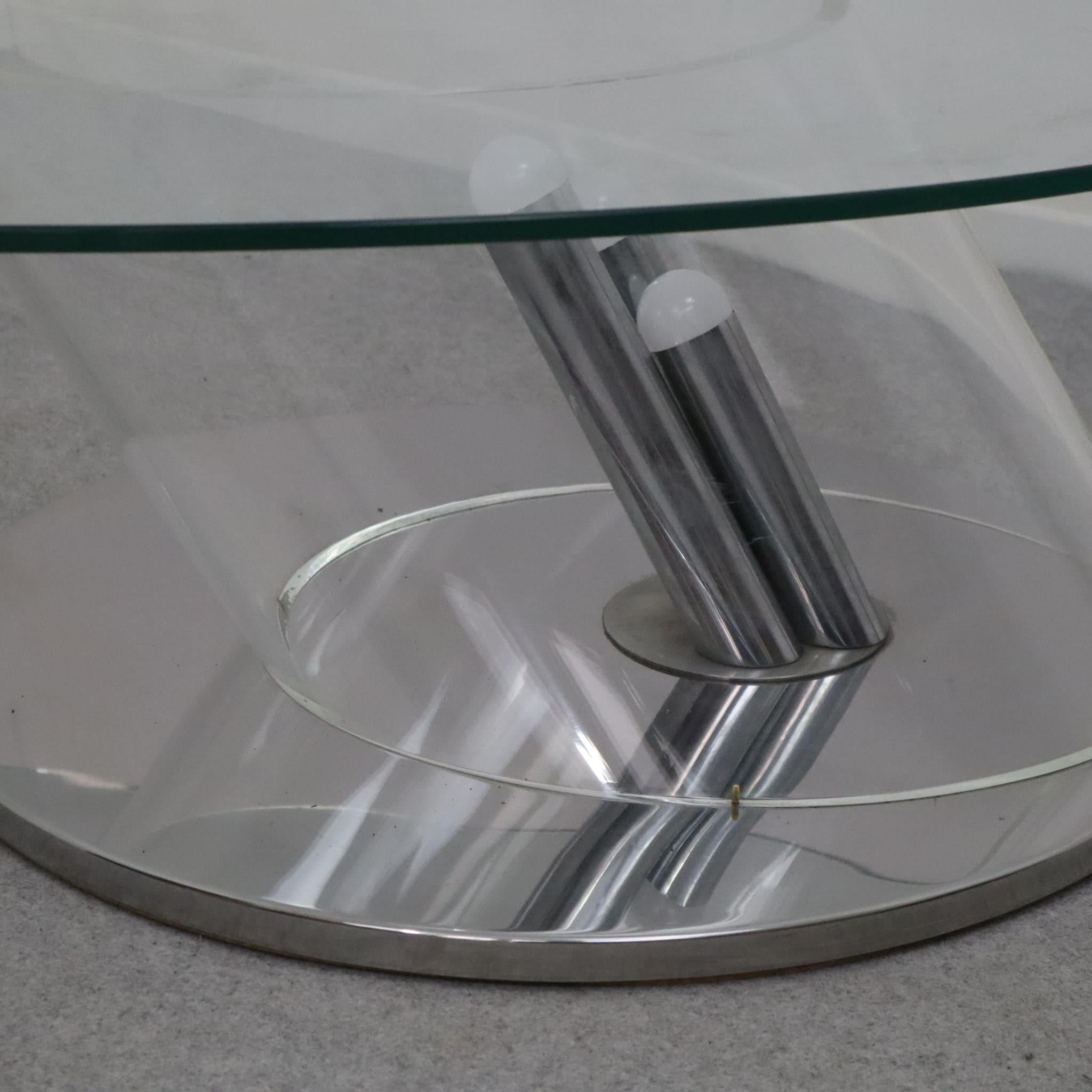 Lámparas italianas de mesa de centro de cristal y acero 