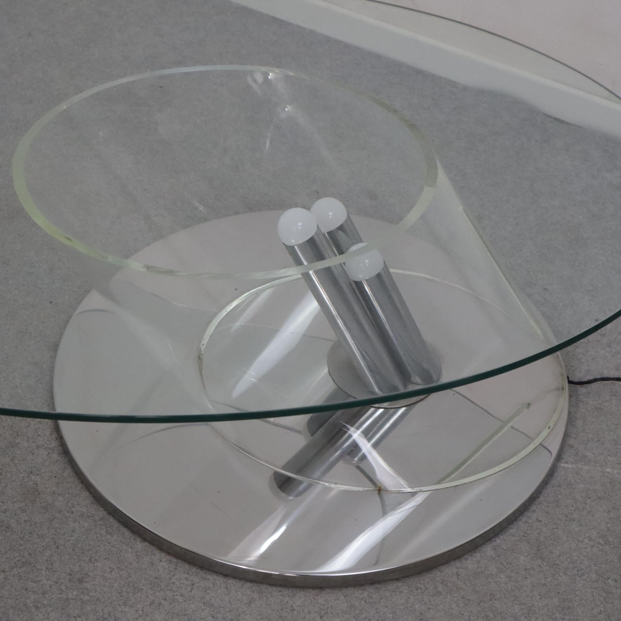 Lámparas italianas de mesa de centro de cristal y acero 