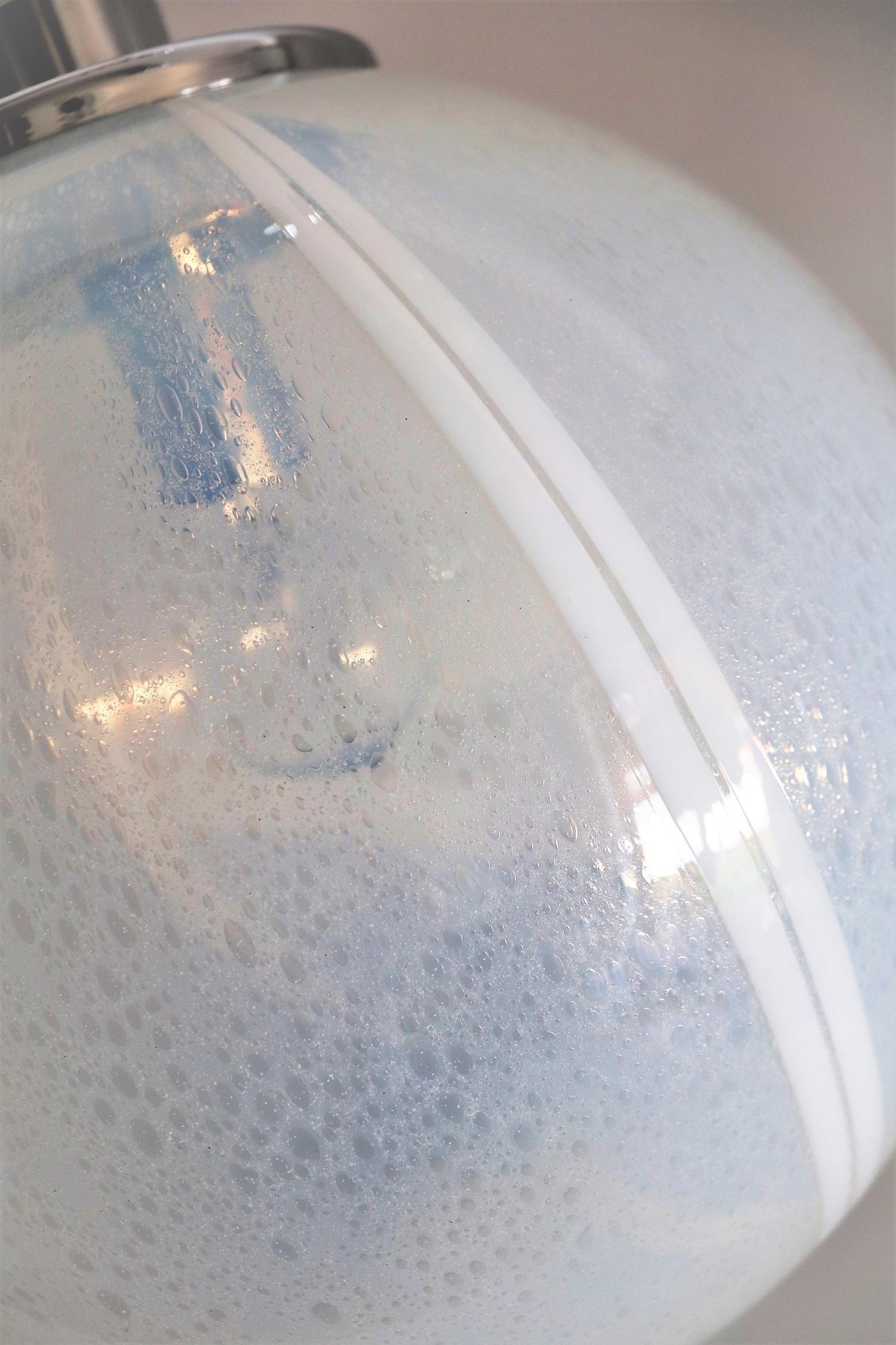 Italian Iridescent Murano Glass and Chrome Sphere Pendant Chandelier, 1970s 4