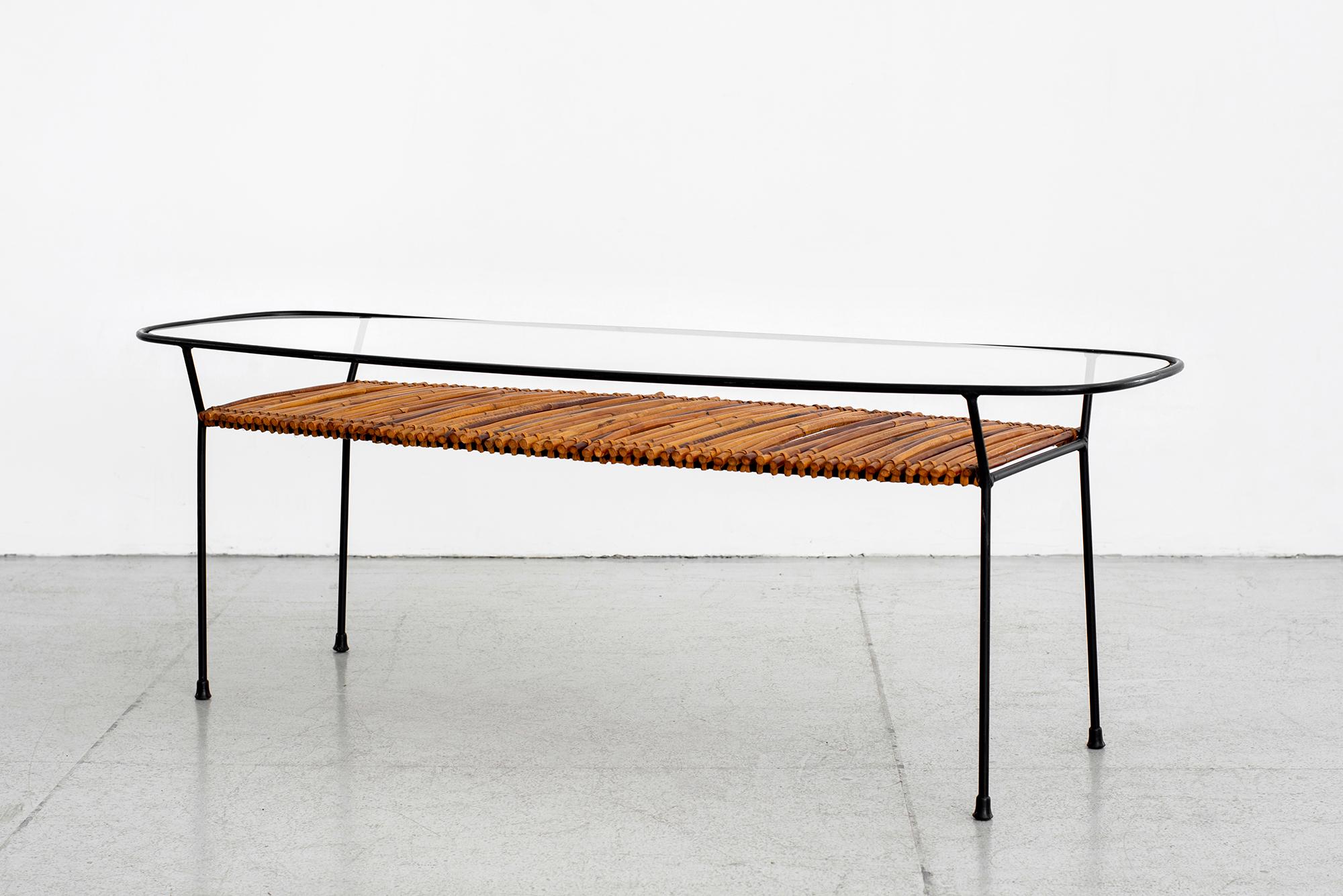 Mid-20th Century Italian Iron and Bamboo Coffee Table