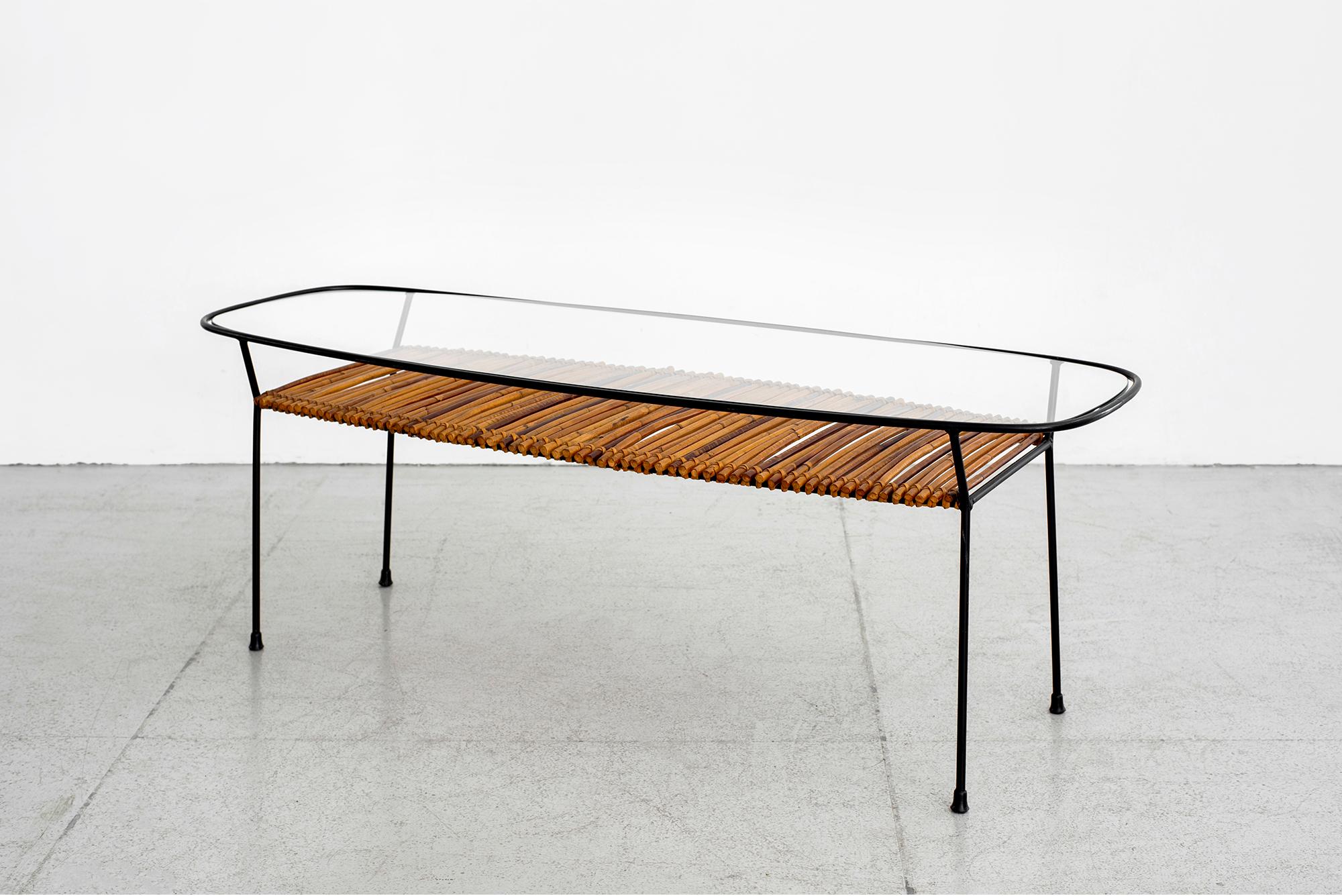 Italian Iron and Bamboo Coffee Table 1