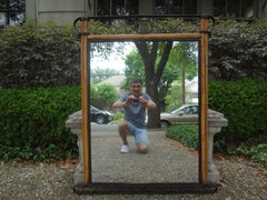 Italian Neoclassical Style Iron and Bamboo Lyre Mirror
