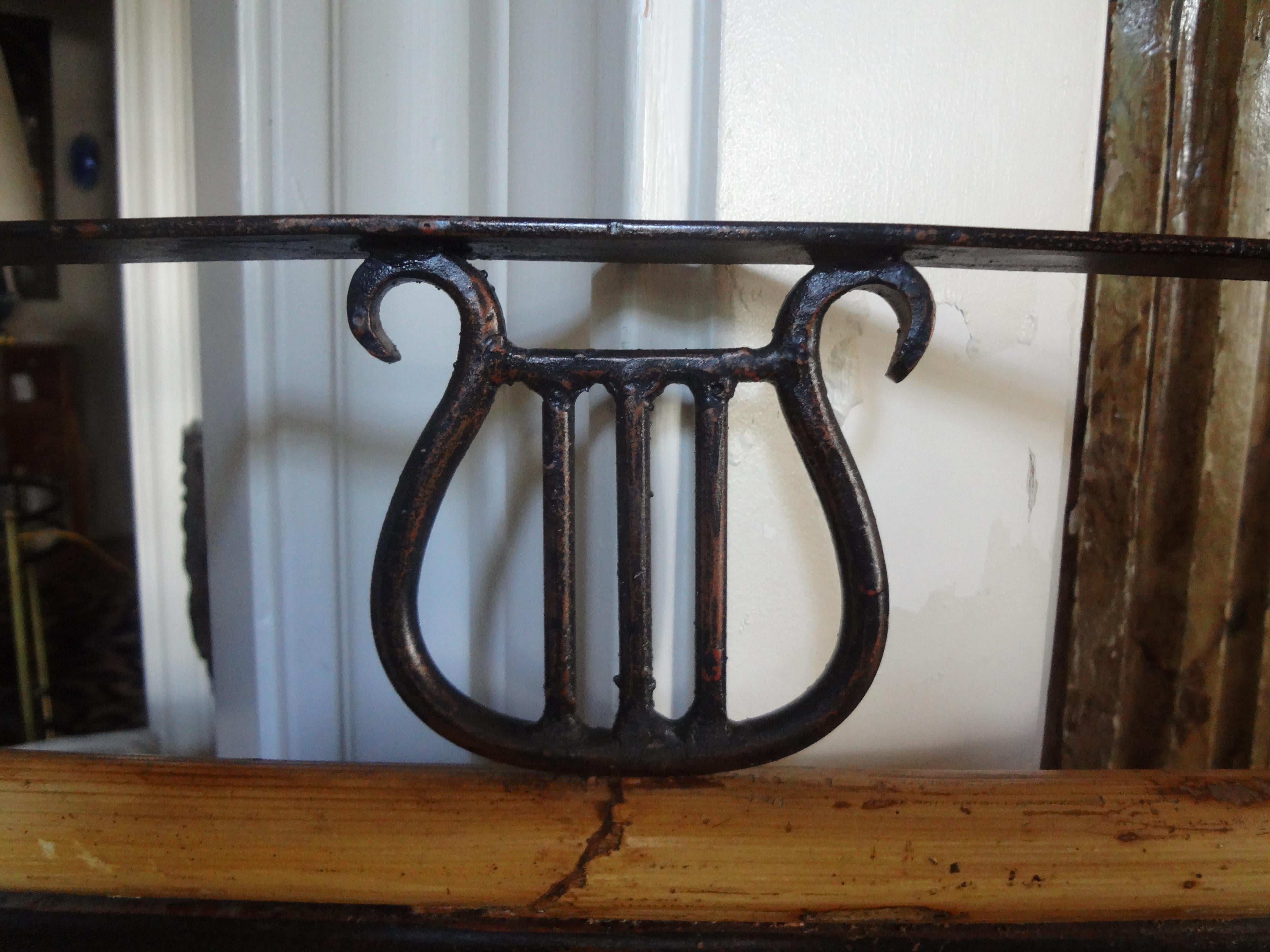 Italian Neoclassical Style Iron and Bamboo Lyre Mirror In Good Condition In Houston, TX