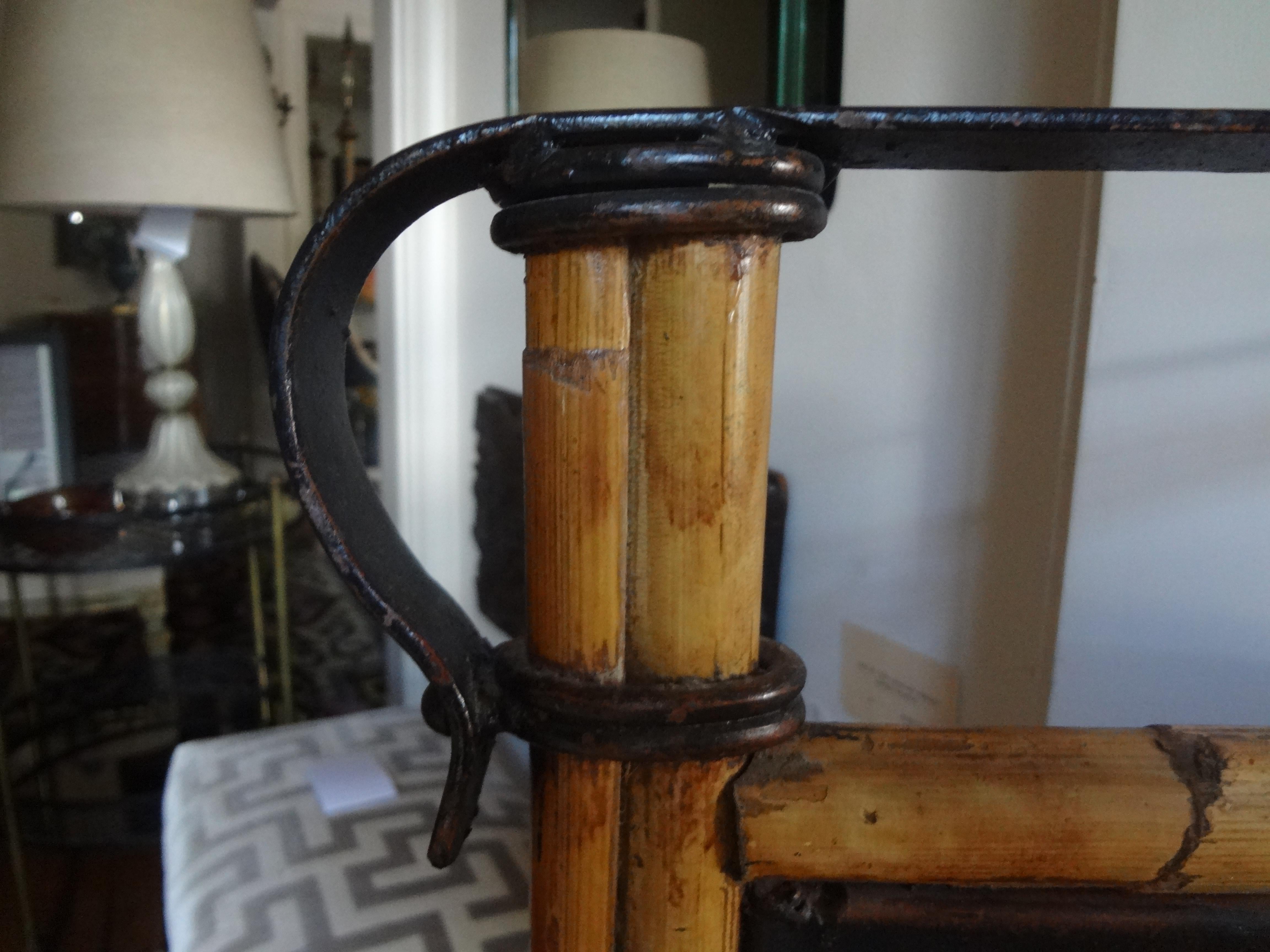Mid-20th Century Italian Neoclassical Style Iron and Bamboo Lyre Mirror