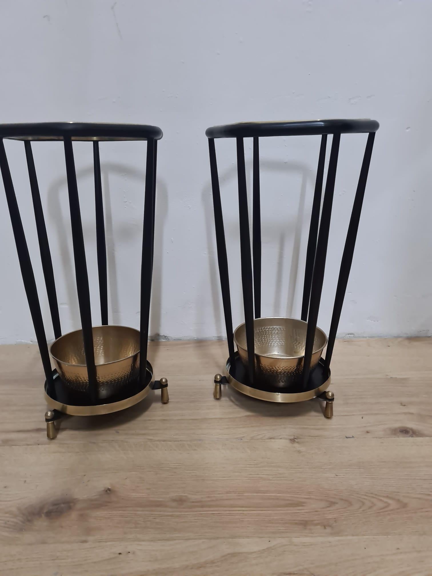 Italian Iron and Brass Umbrella Stand from the 1960s For Sale 2