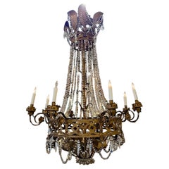 Italian Iron and Crystal Chandelier