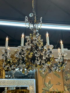Italian Iron and Crystal Flower Chandelier Italian Iron and Crystal Flower Chandelier