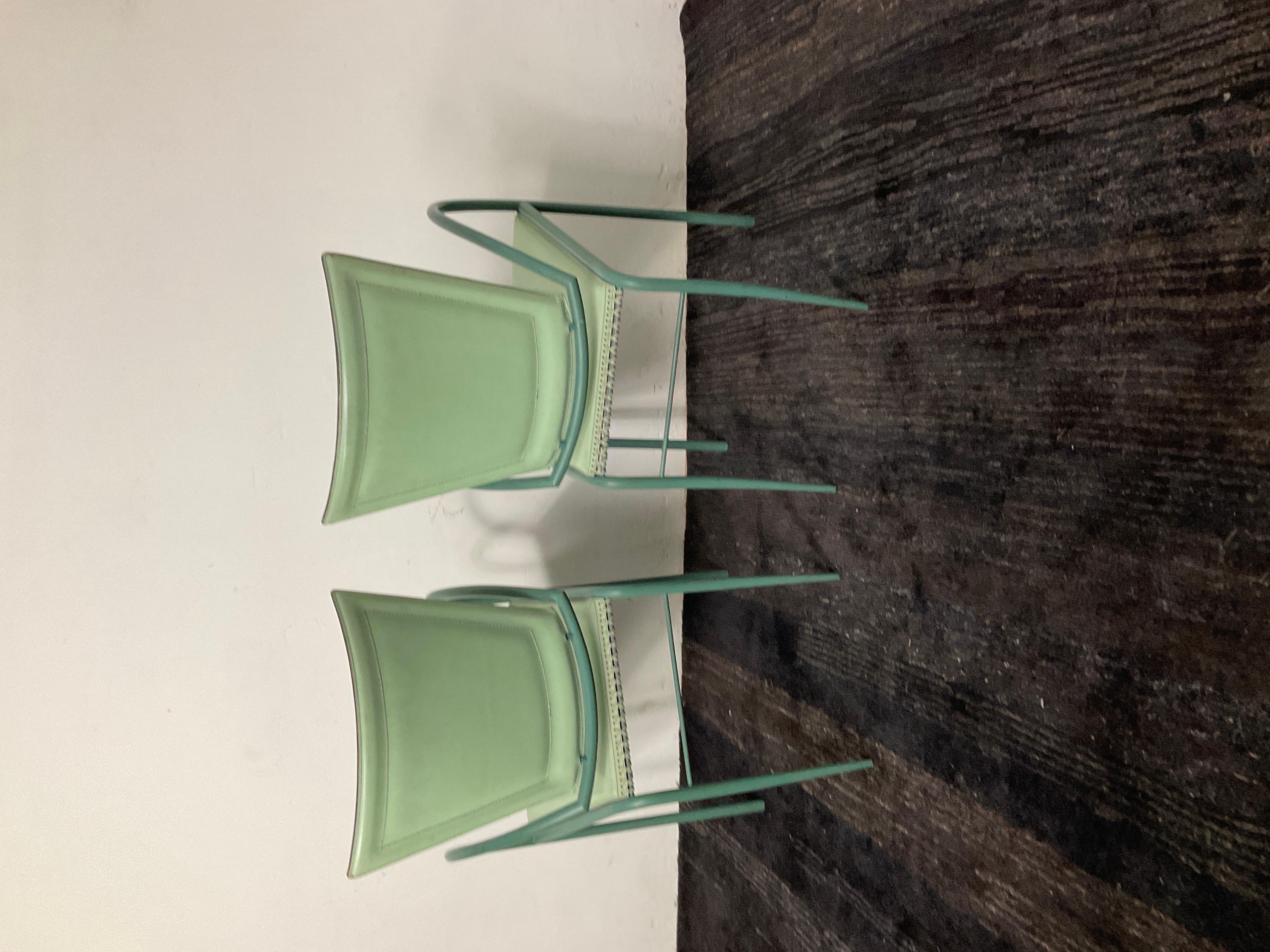 Italian Iron and Leather Chairs by Sawaya & Moroni - a Pair 5