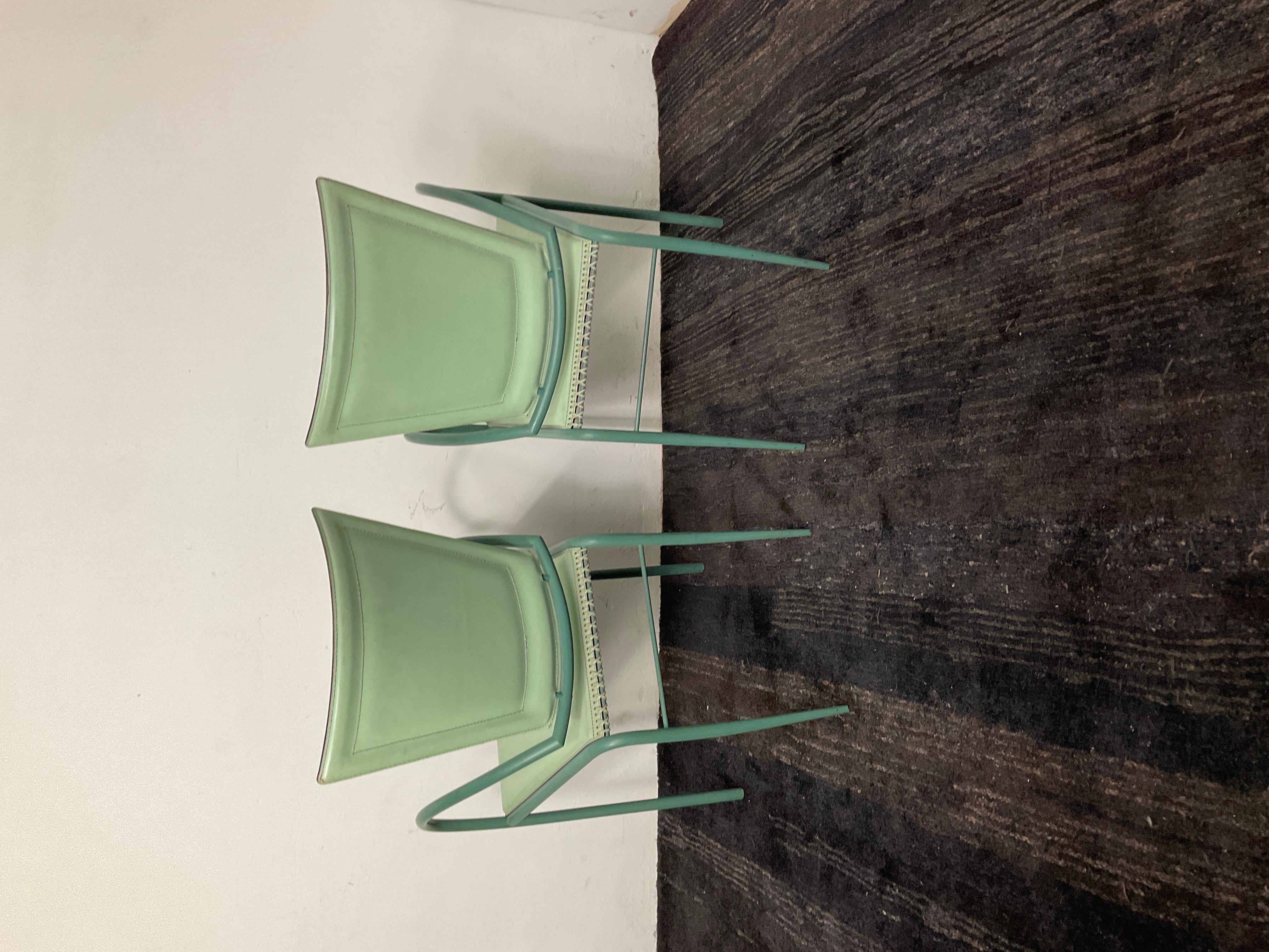 Italian Iron and Leather Chairs by Sawaya & Moroni - a Pair 6
