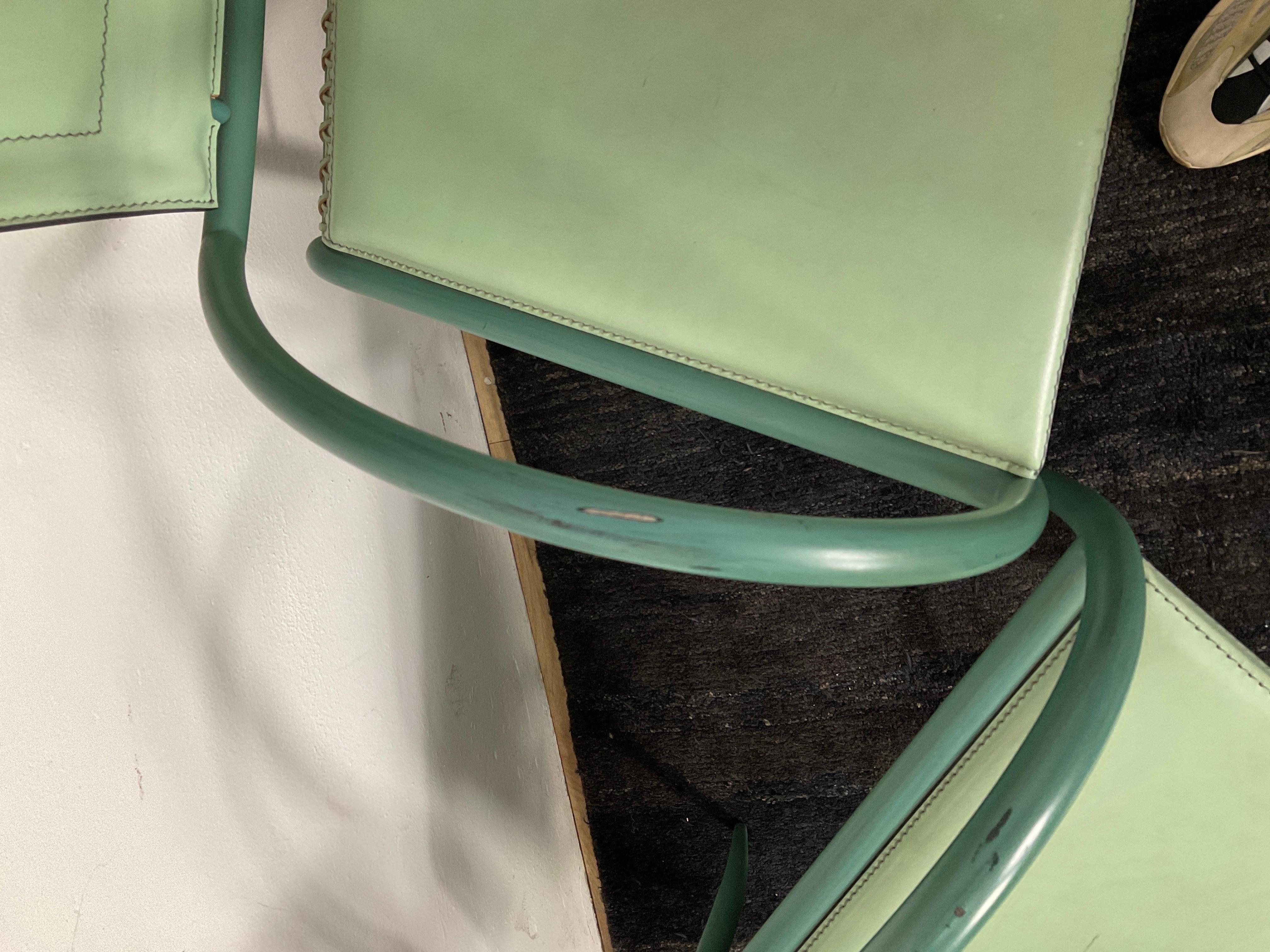 Italian Iron and Leather Chairs by Sawaya & Moroni - a Pair 10