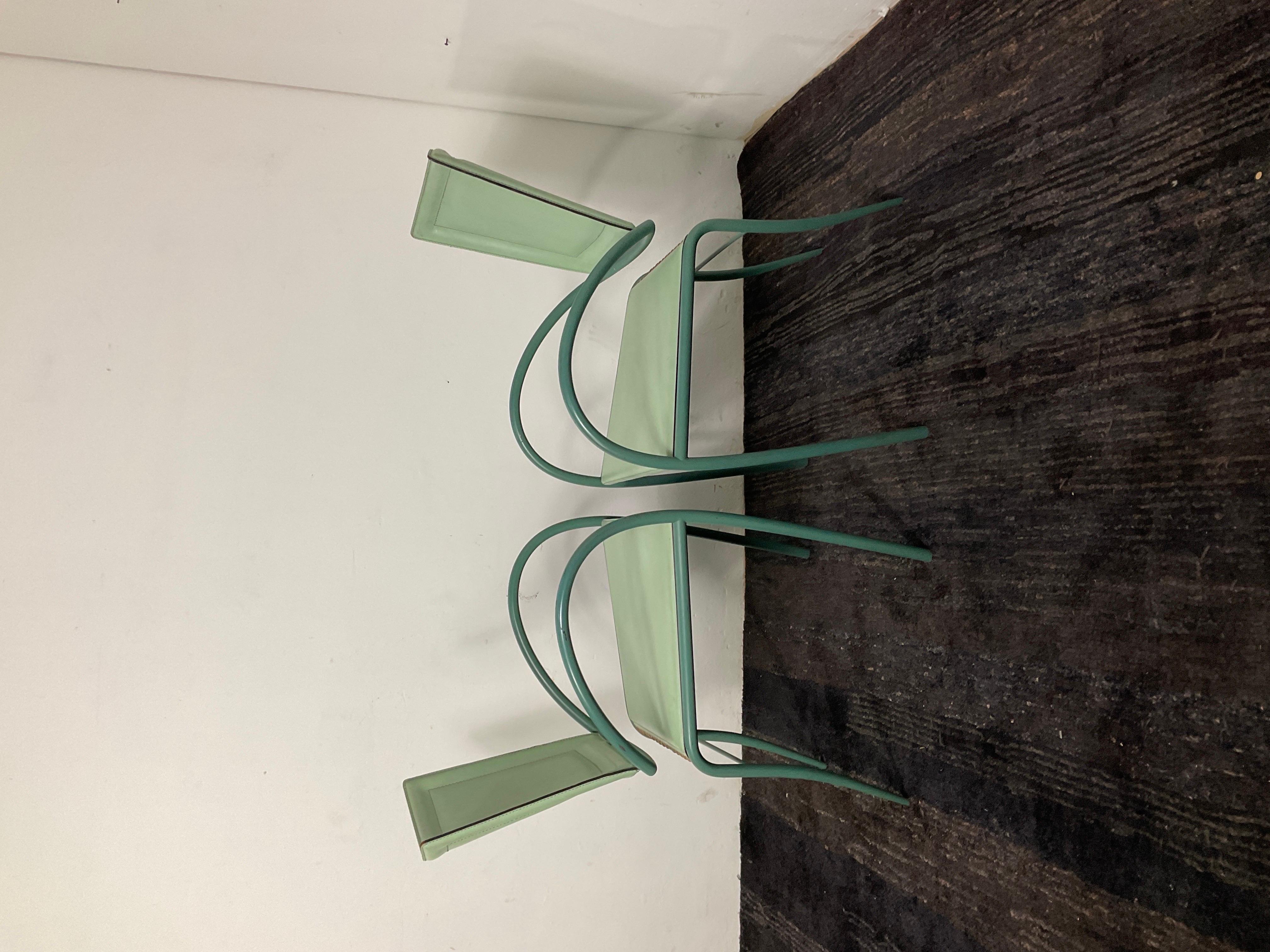 Italian Iron and Leather Chairs by Sawaya & Moroni - a Pair 1