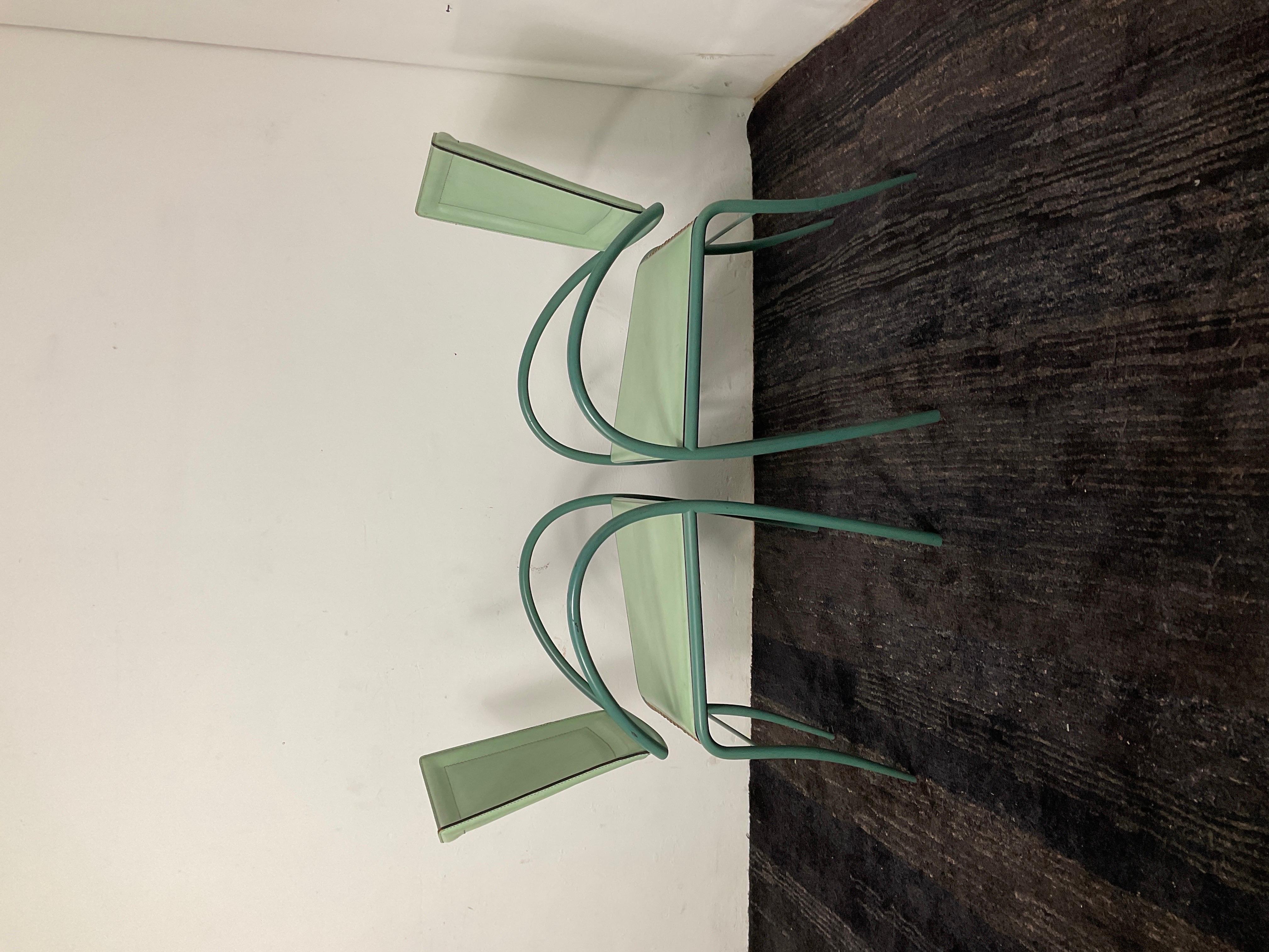 Italian Iron and Leather Chairs by Sawaya & Moroni - a Pair 2