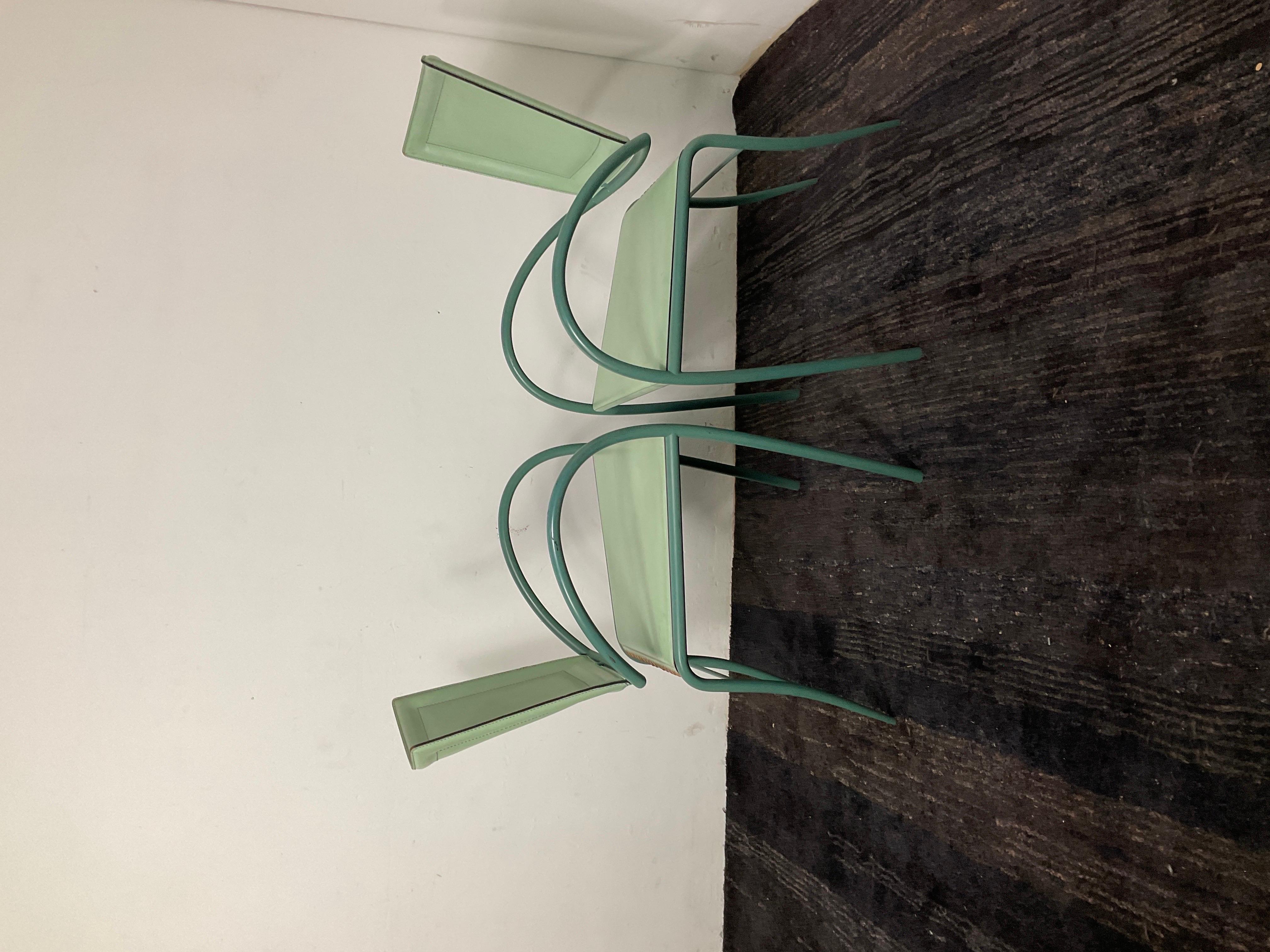 Italian Iron and Leather Chairs by Sawaya & Moroni - a Pair 3