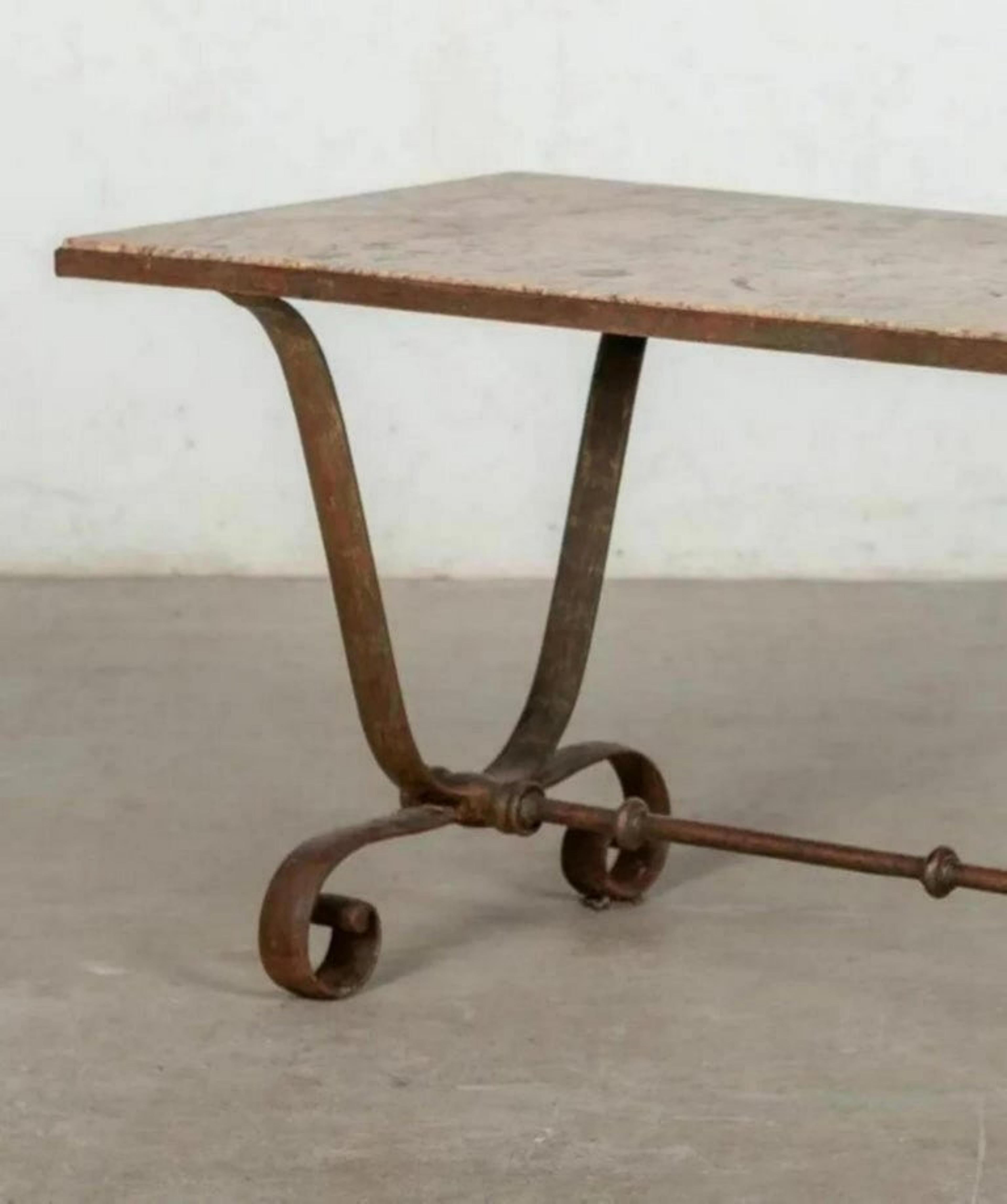 Hand-Crafted Italian Iron and Marble Table, 20th Century For Sale