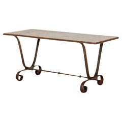 Antique Italian Iron and Marble Table, 20th Century
