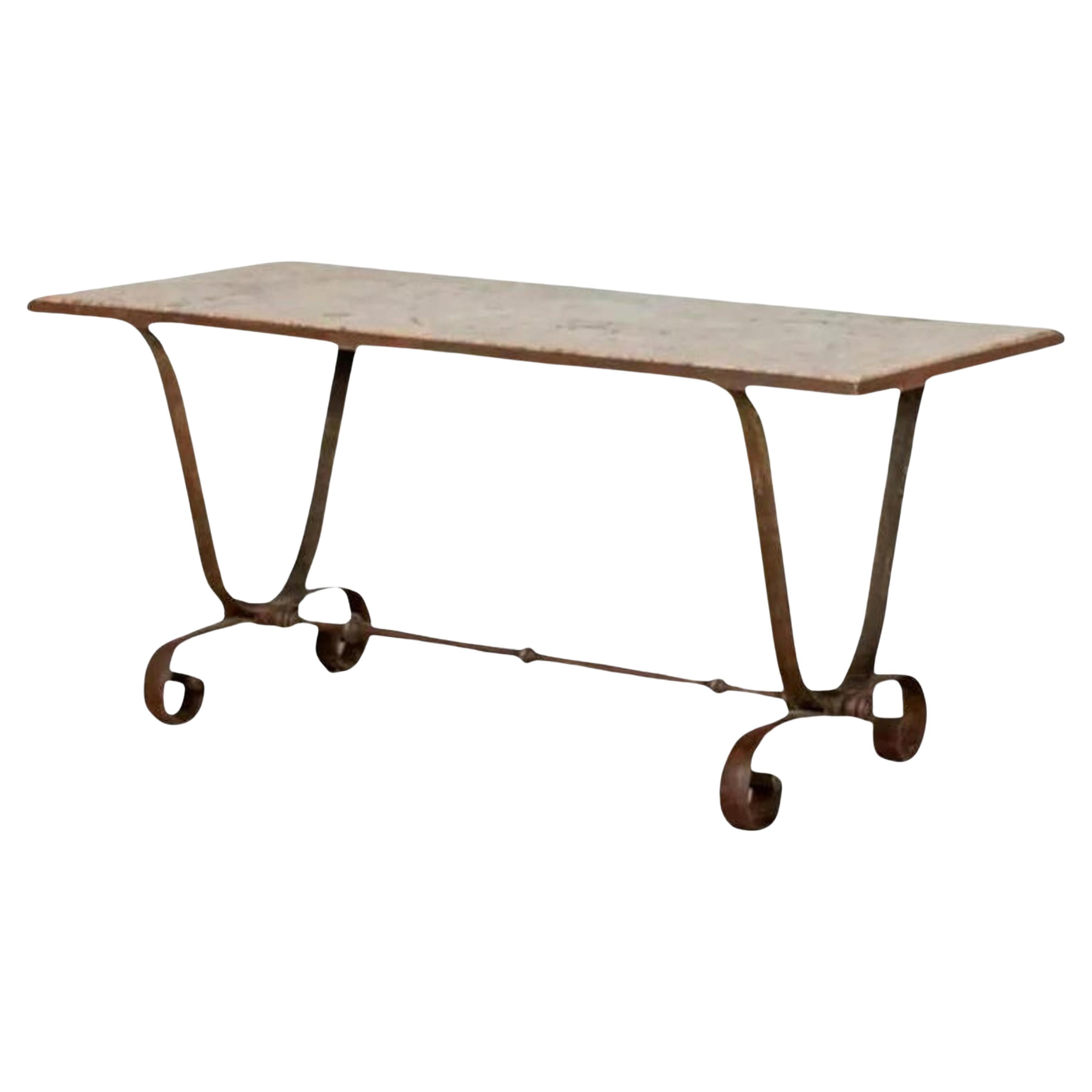 Italian Iron and Marble Table, 20th Century For Sale