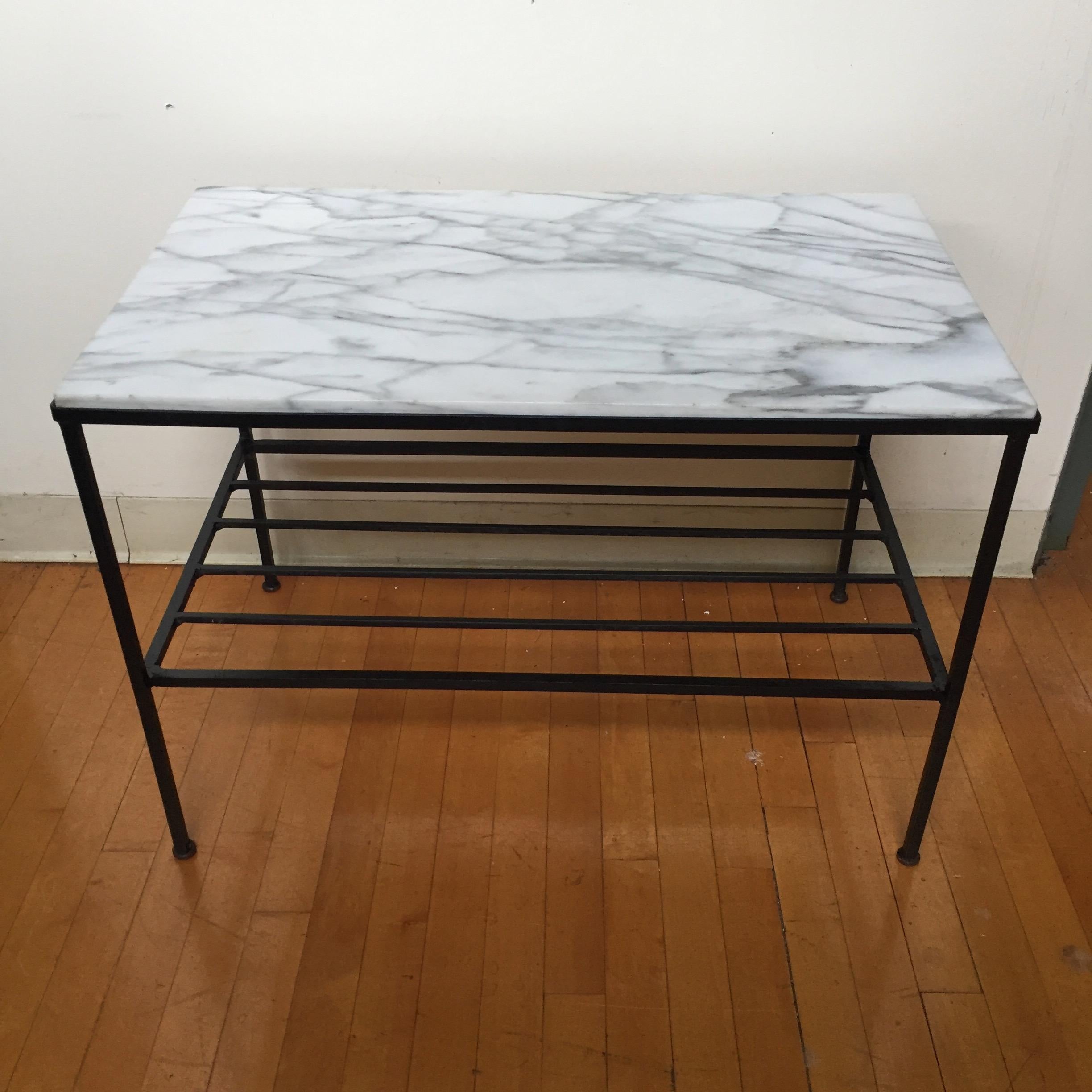 20th Century Italian Iron and Marble Two-Tiered Midcentury Table