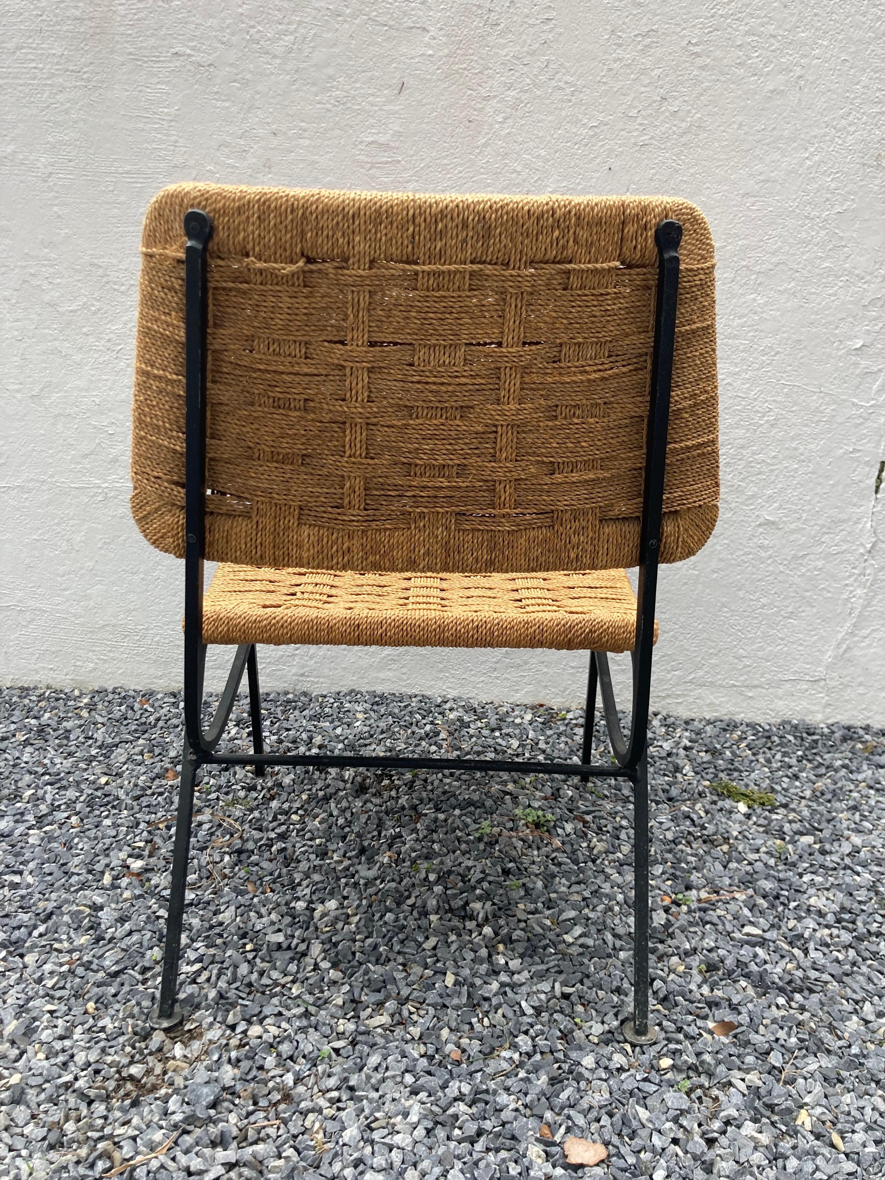 Italian Iron and Rope Chair In Good Condition For Sale In East Hampton, NY