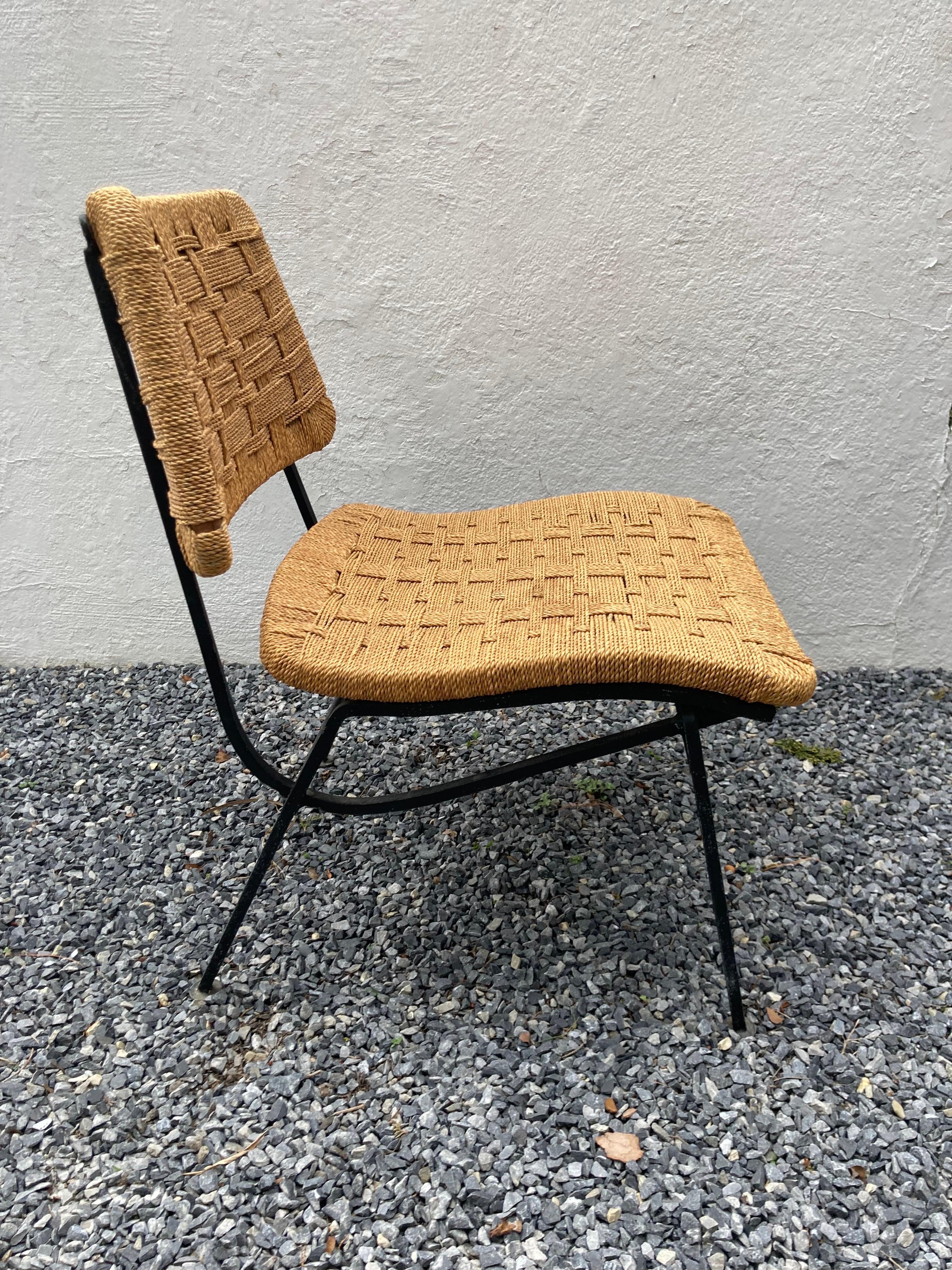 Italian Iron and Rope Chair For Sale 1