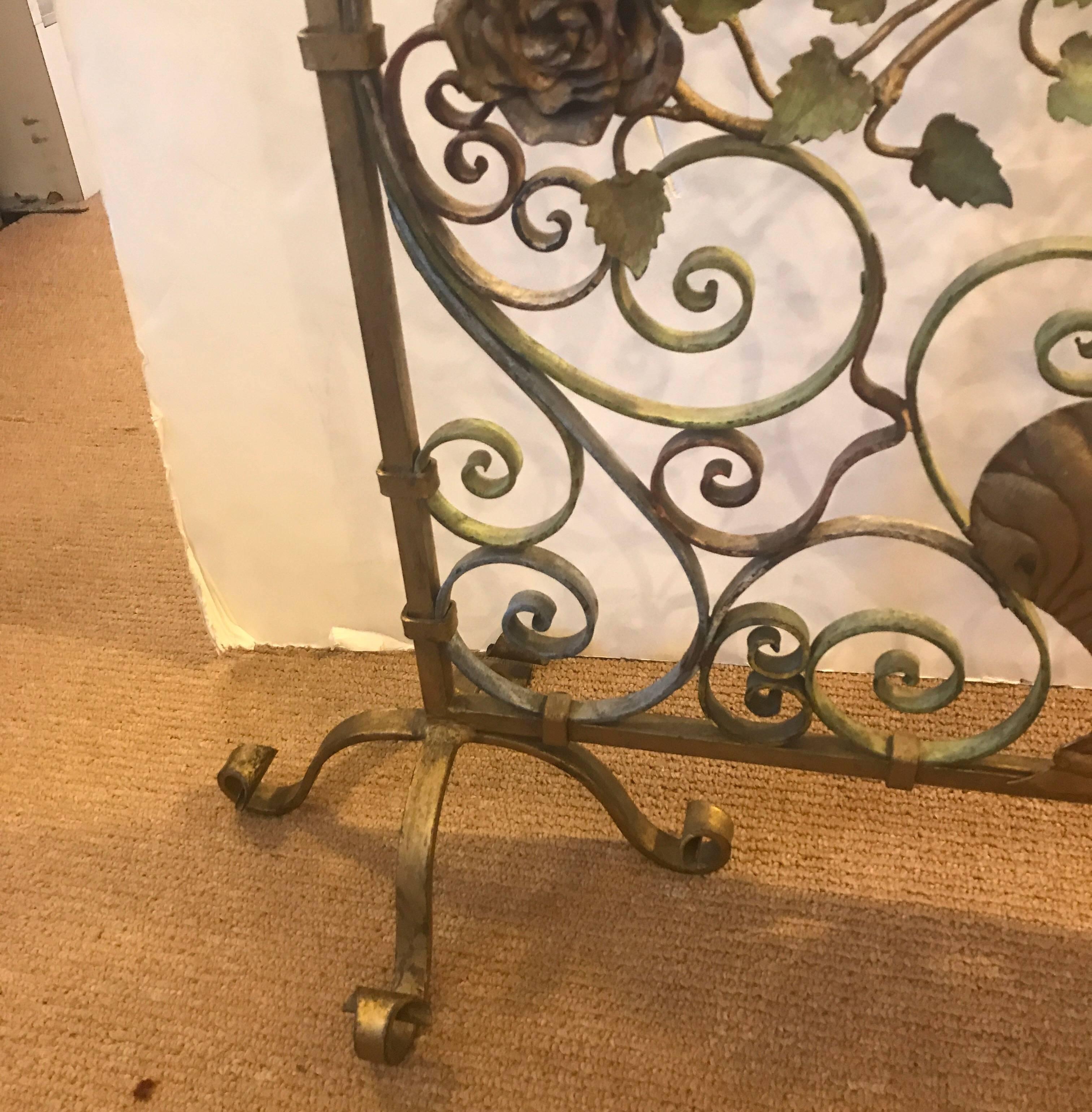 Early 20th Century Italian Iron and Tole Fire screen