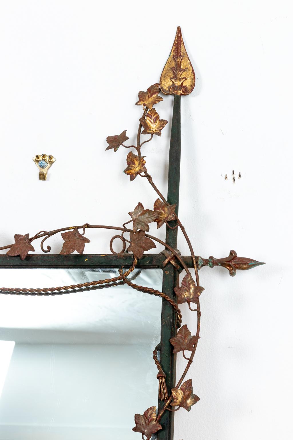 Metal Italian Iron and Tole Mirror For Sale