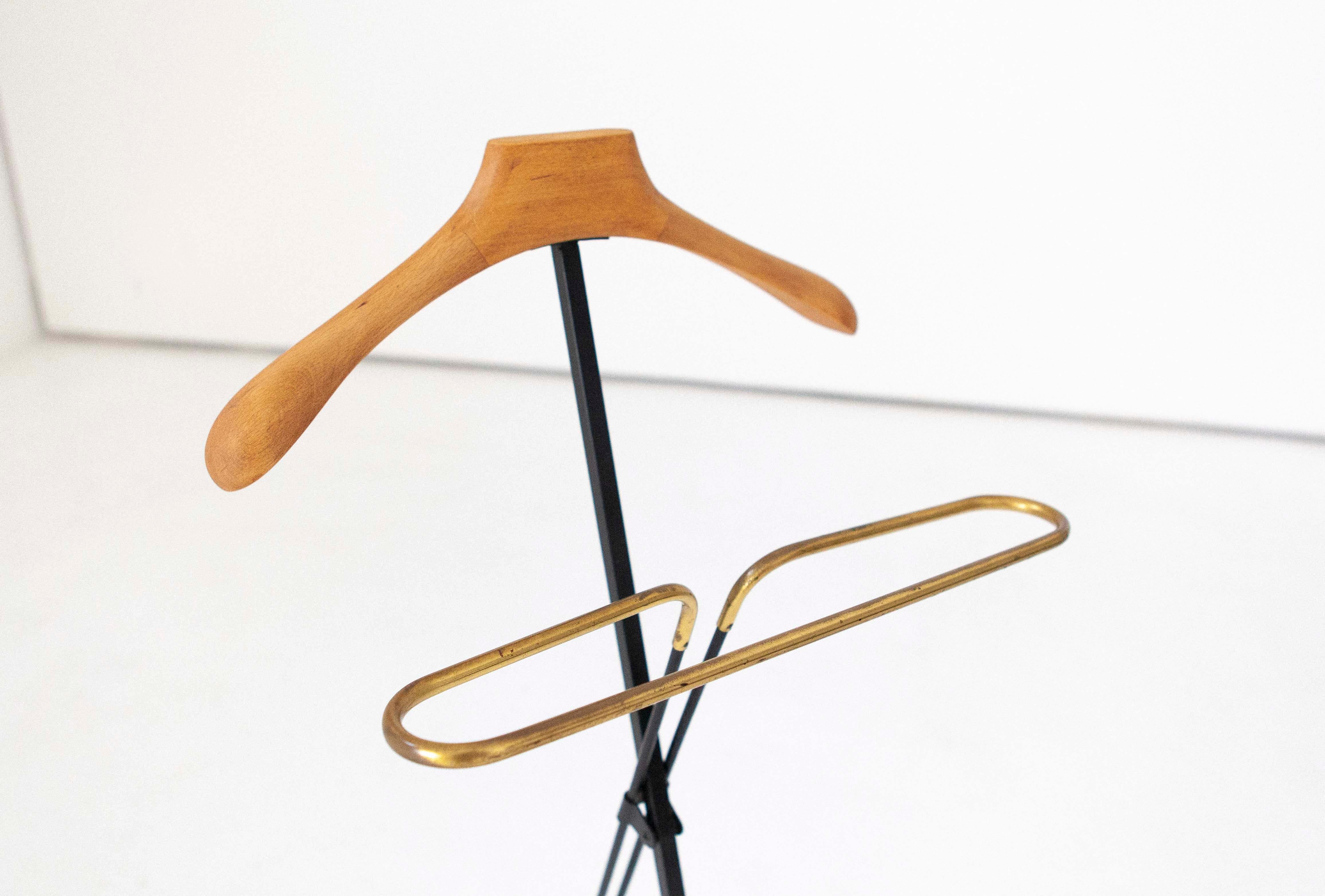Italian Iron Brass and Wood Valet, 1950s For Sale 1
