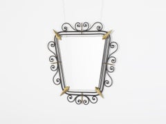 Italian Iron & Brass Mirror, Mid 20th Century