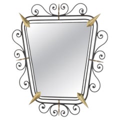Italian Iron & Brass Mirror, Mid 20th Century