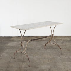 Italian Iron Cafe Table with Marble Top, 1940s