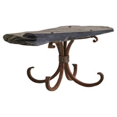 Italian Iron Coffee Table with Organic Slate Top, 1970s
