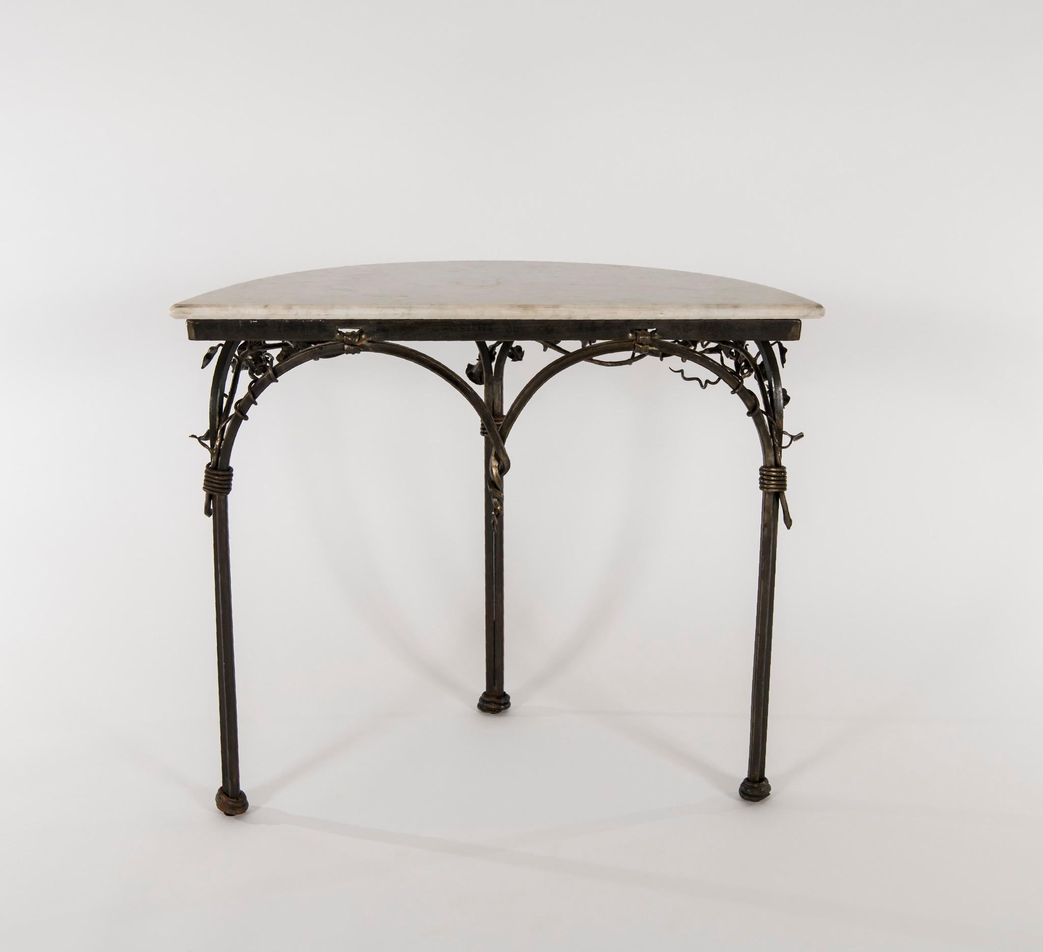 Italian Iron Console with Marble Top In Good Condition For Sale In Houston, TX