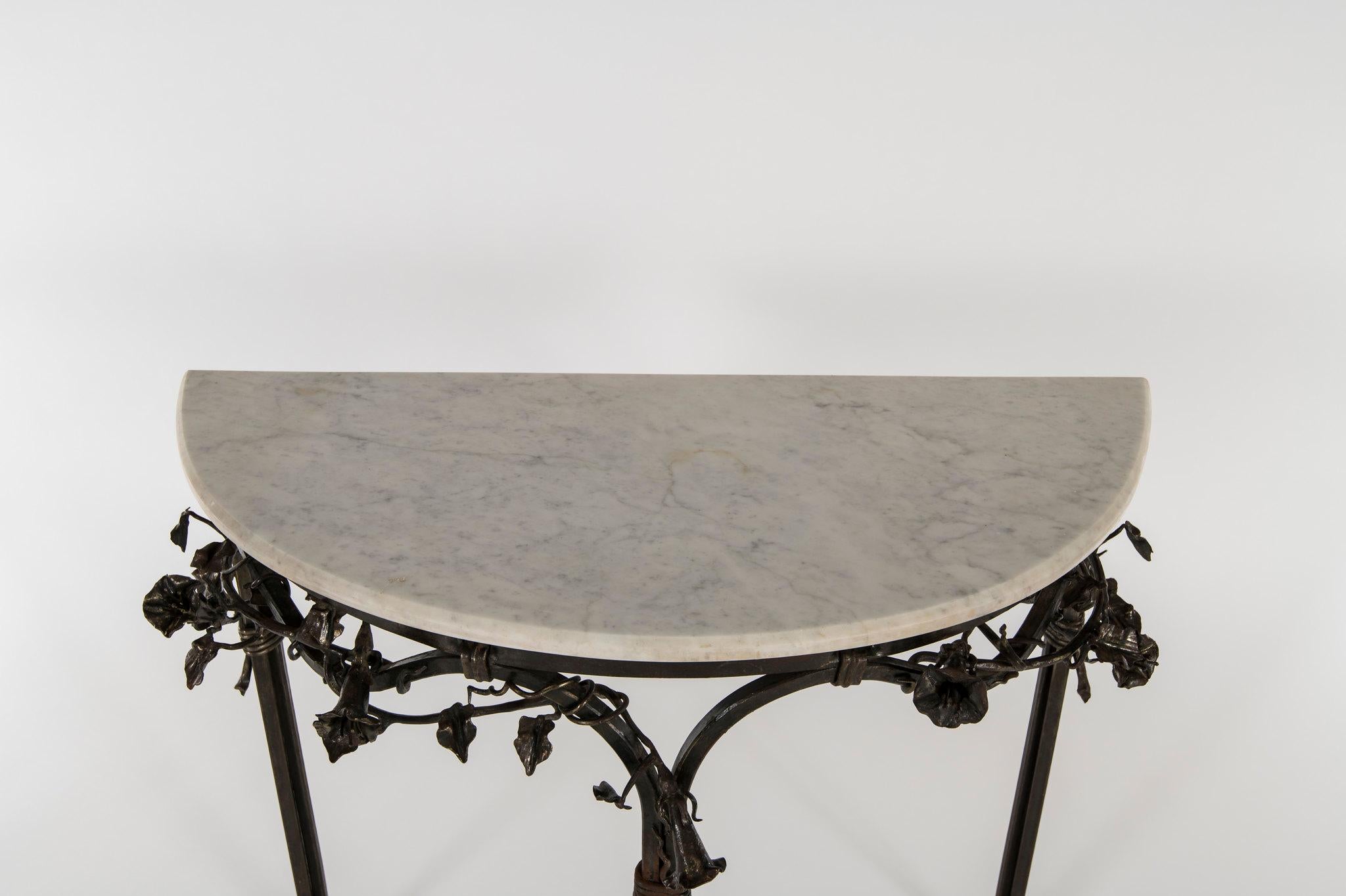 Italian Iron Console with Marble Top For Sale 1