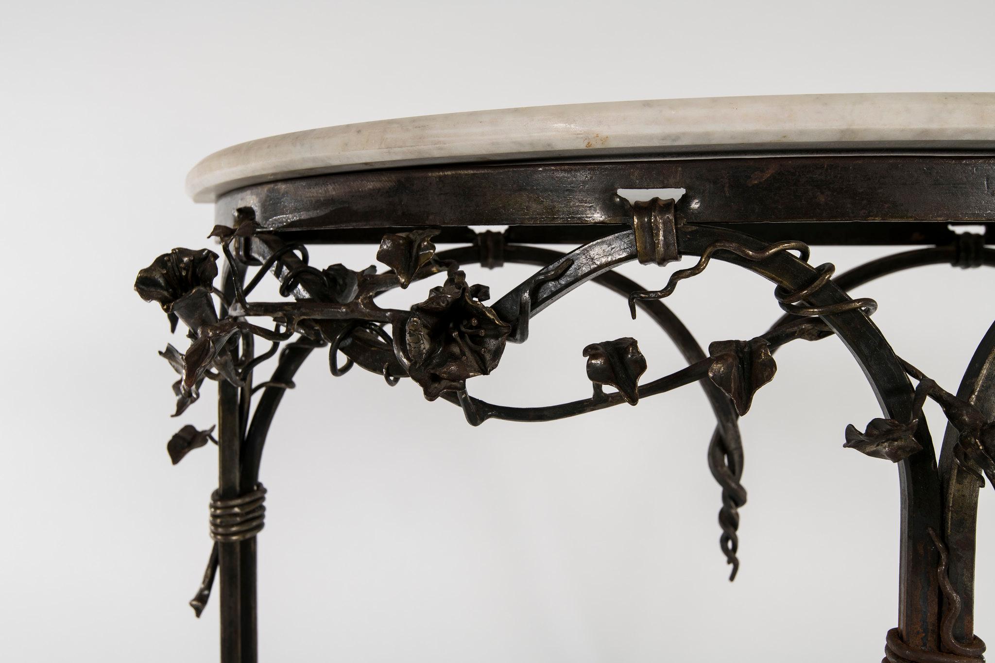 Italian Iron Console with Marble Top For Sale 4