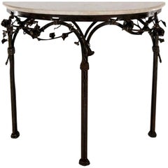 Retro Italian Iron Console with Marble Top