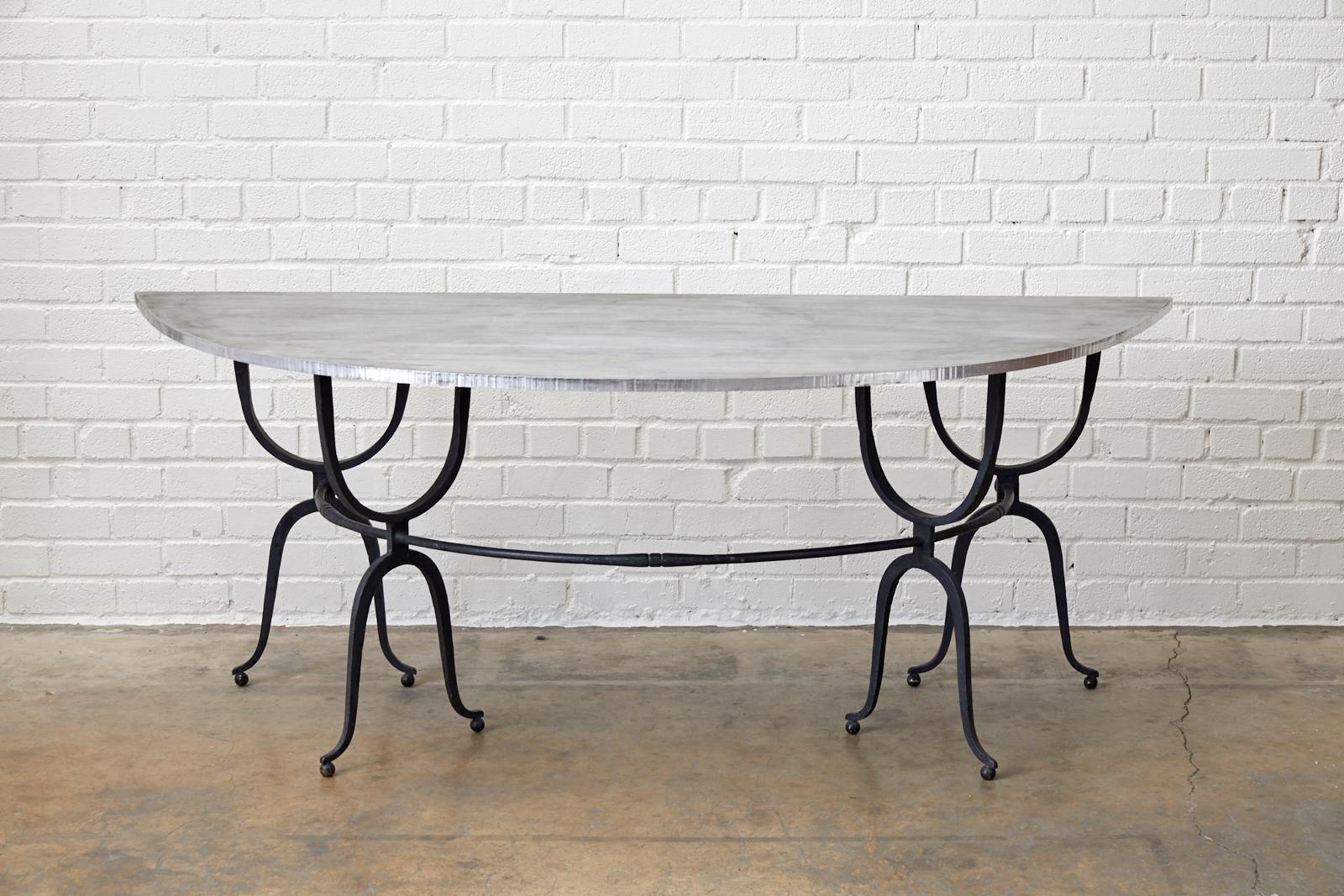 Italian Iron Demilune Hunt Table or Wine Tasting Table  For Sale 4