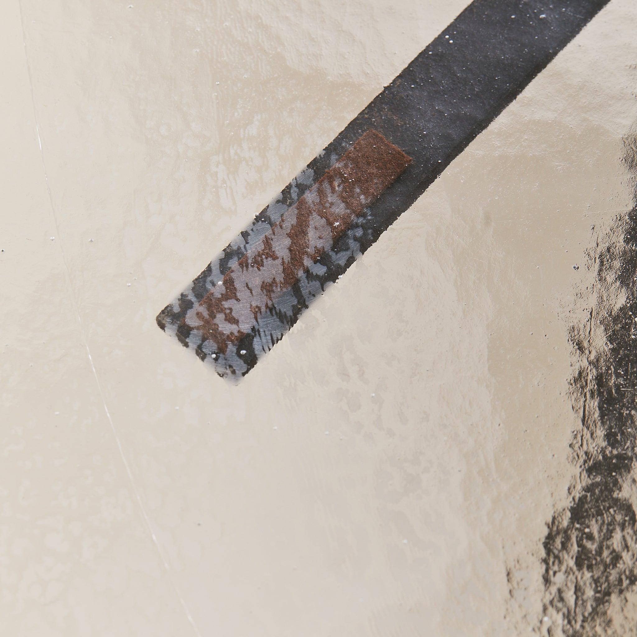 Italian Iron + Glass Desk or Console with Inset Wood Panel, 1950s in vendita 3