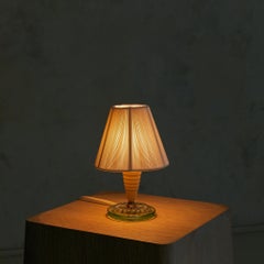 Italian Ivory Lacquered Metal + Glass Table Lamp with String Shade, 1950s