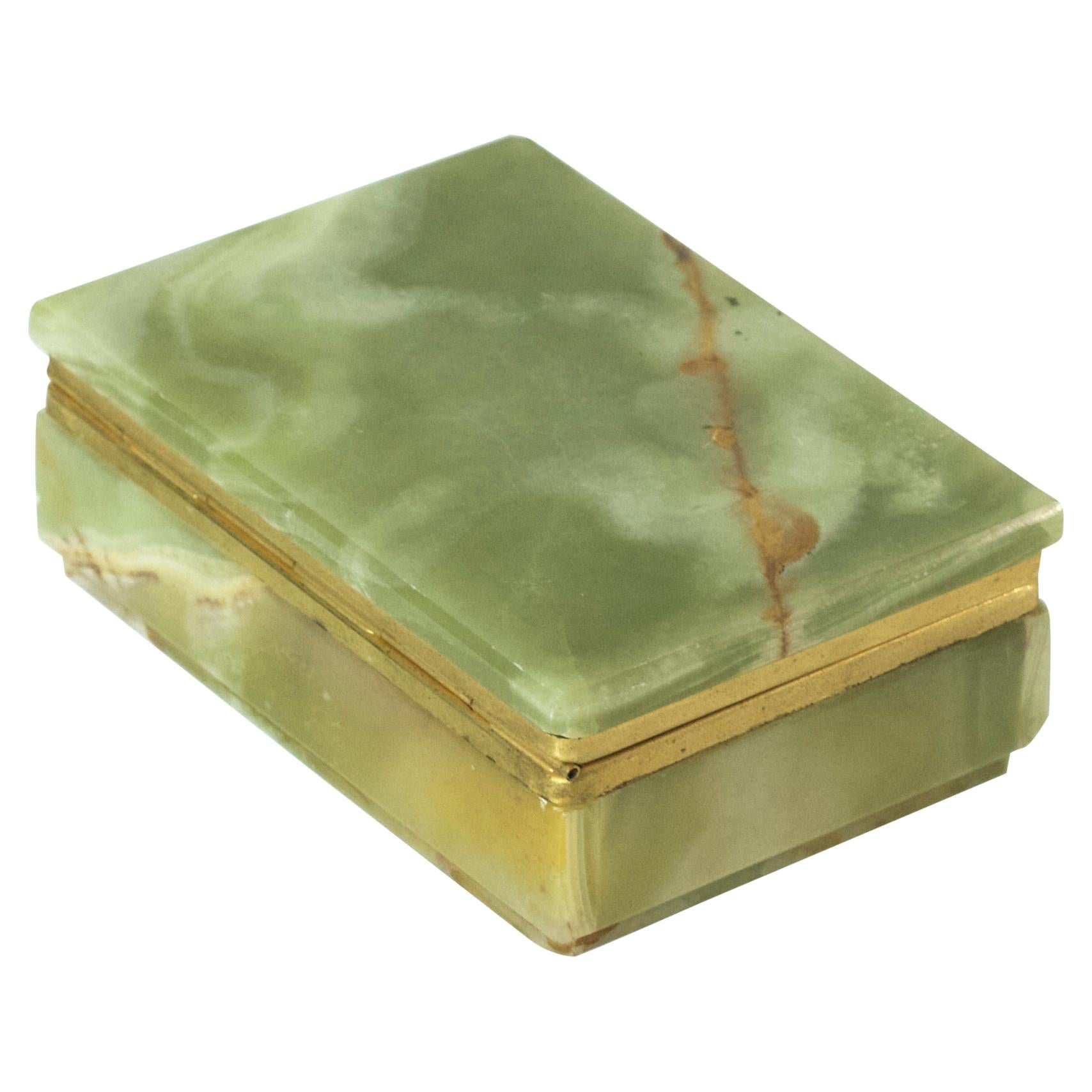 Italian Jade Green Onyx Marble Box, 1950's