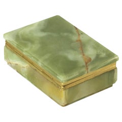 Vintage Italian Jade Green Onyx Marble Box, 1950's